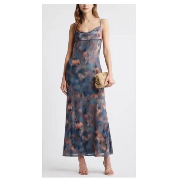 Open Edit Dresses & Skirts - Open Edit Slip Dress Small Multicolor Tie Dye Cowl Neck Spaghetti Strap Maxi